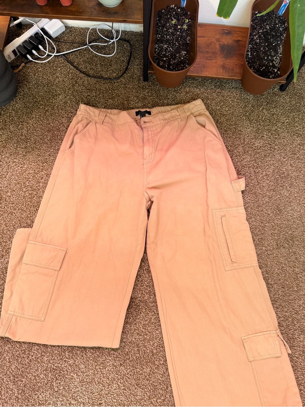 Forever 21 Peach Cargo Pants - Wide Leg Utility Style